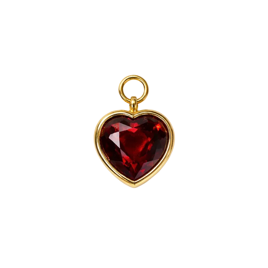 The Red Garnet Heart Charm