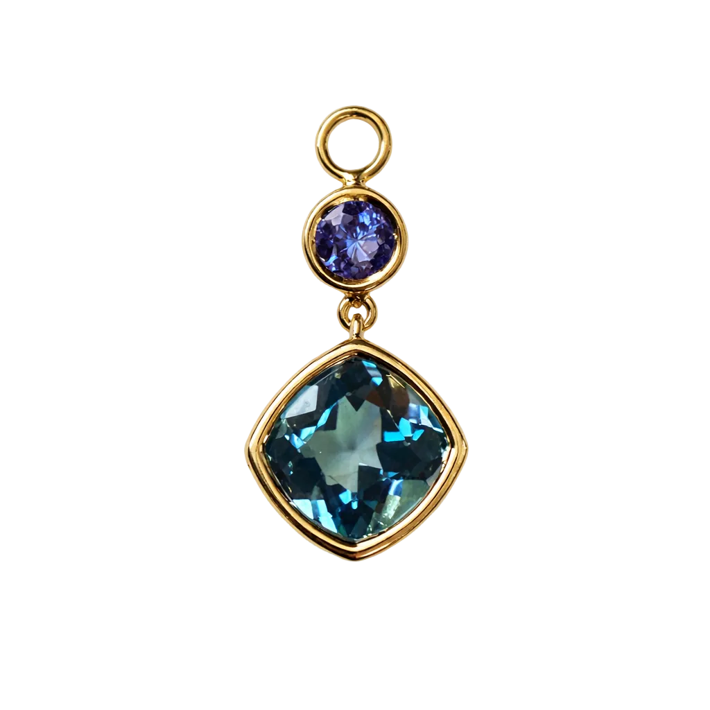 The Blue Topaz Cushion and Round Tanzanite Charm