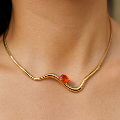 Orange Sapphire Slide Necklace