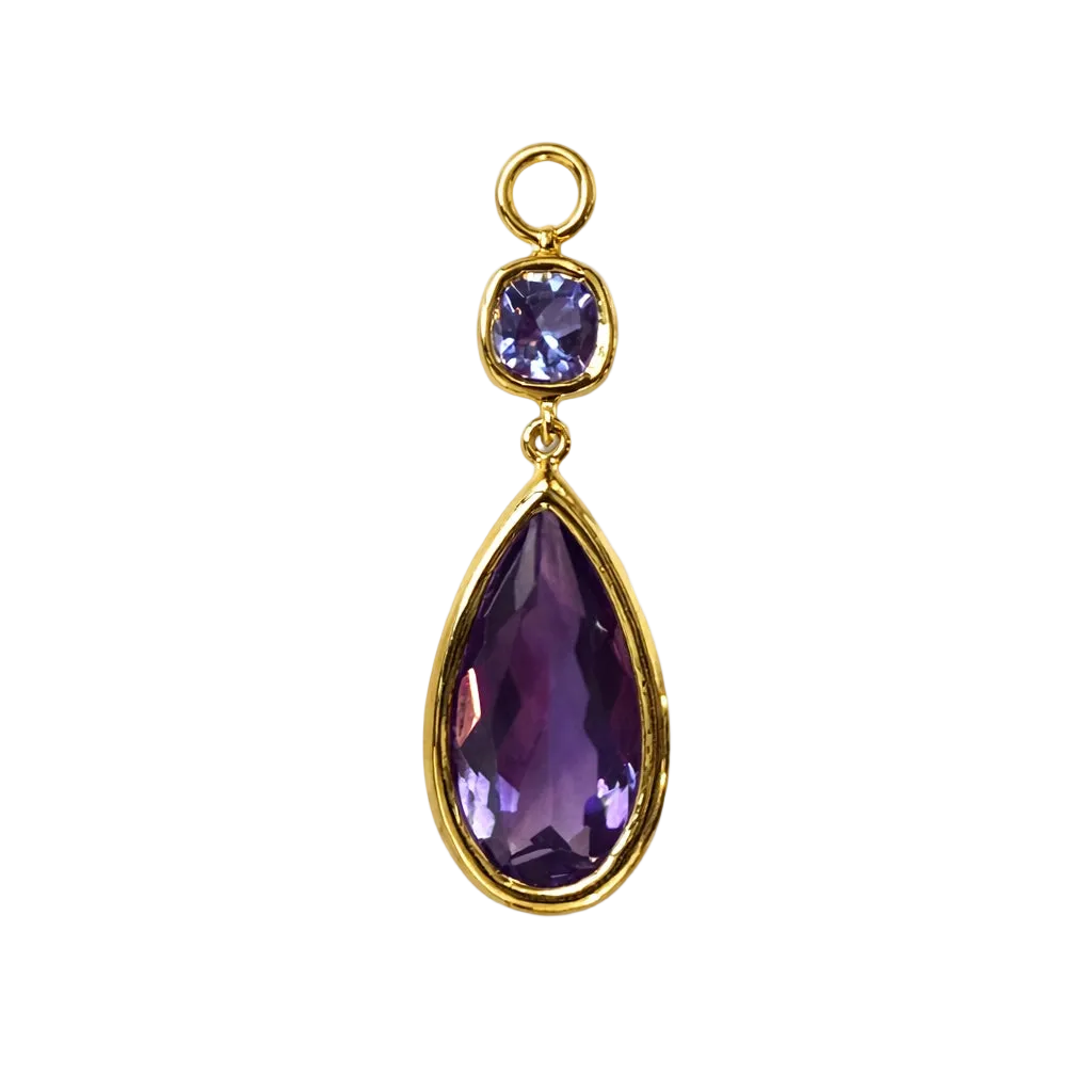 The Tanzanite Cushion and Elongated Amethyst Pear Charm