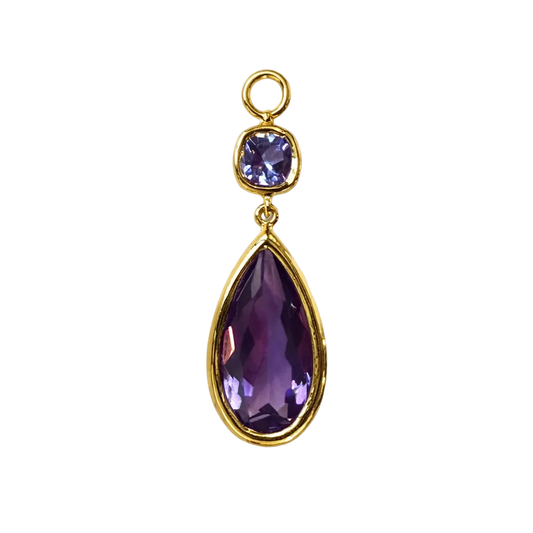The Tanzanite Cushion and Elongated Amethyst Pear Charm