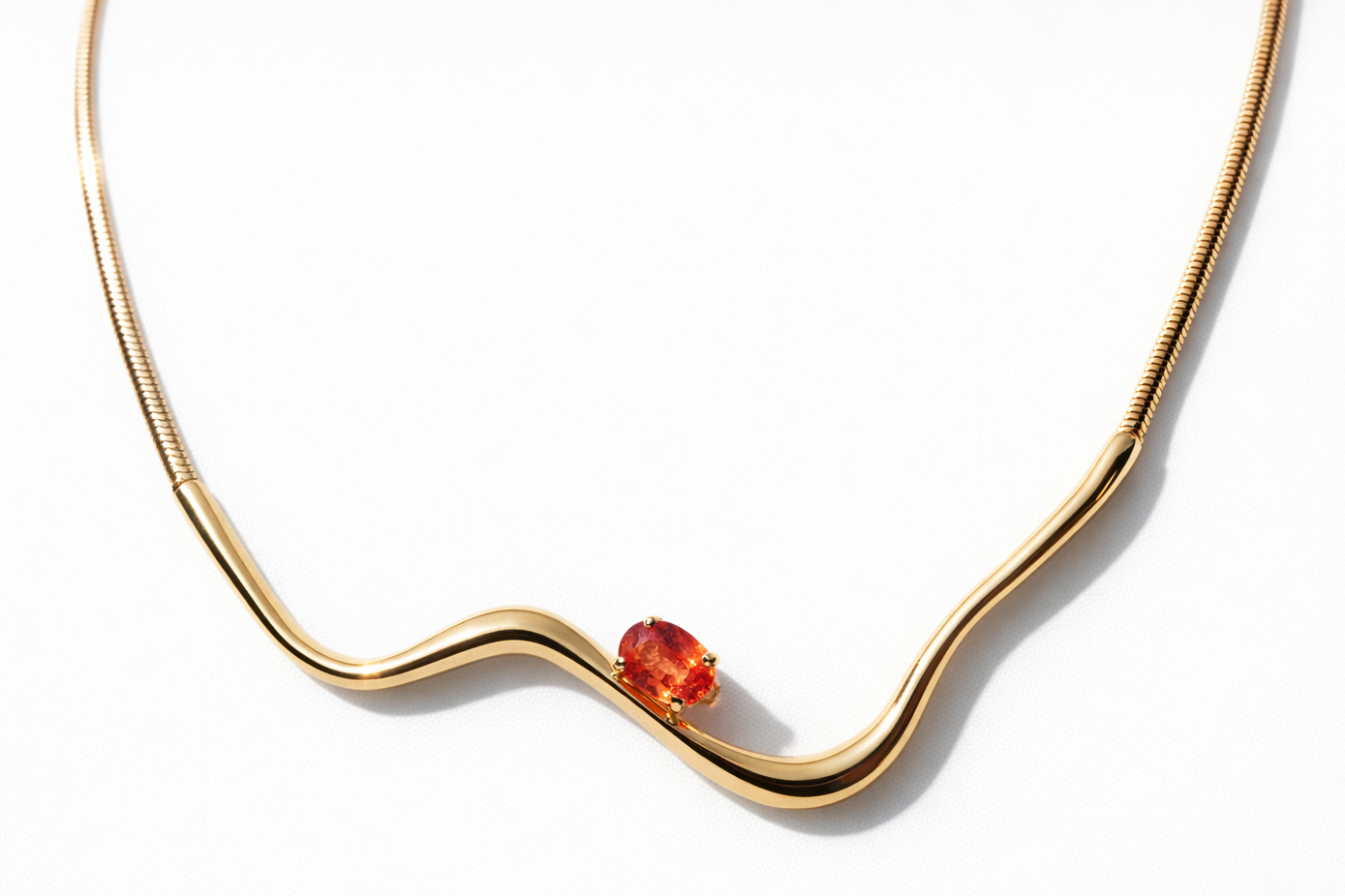 Orange Sapphire Slide Necklace