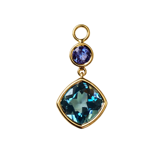 The Blue Topaz Cushion and Round Tanzanite Charm